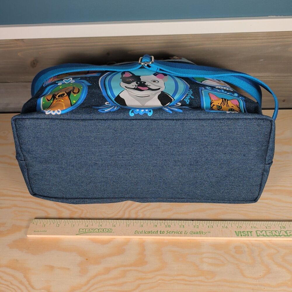 Brighton Artful At Heart Fur Family East West Denim Denim Tote Cats Dogs - Picture 9 of 12